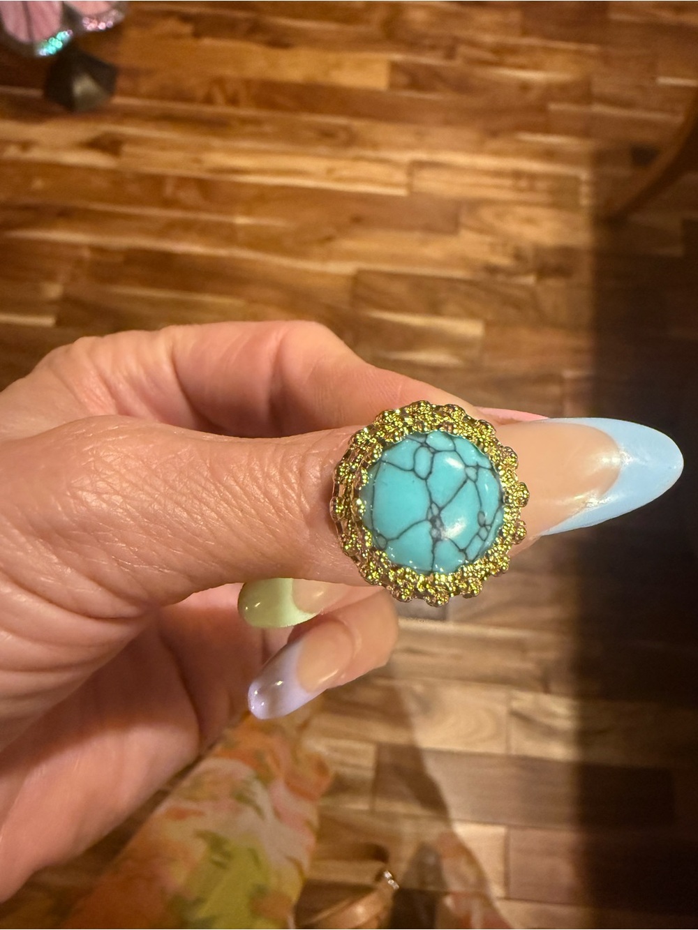 Texas Turquoise Gold Statement Ring by Just Me Gems - Picture 4 of 4